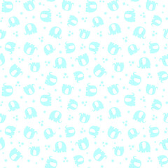 seamless pattern with cute elephants and stars on white background