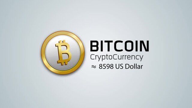 4K, BitCoin CryptoCurrency animated title with Value 10000 US Dollar on white background