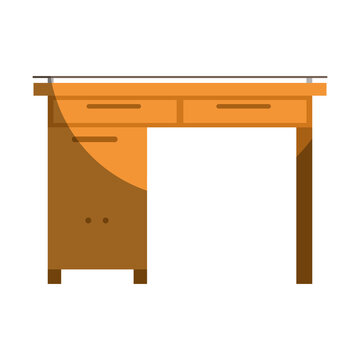 colorful graphic of wooden home desk without contour and half shadow vector illustration
