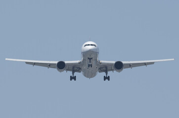 A flying passenger plane