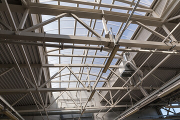 Ceiling structure made from steel in the building