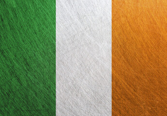 Fototapeta premium Ireland flag, vintage, retro, scratched, Steel background.