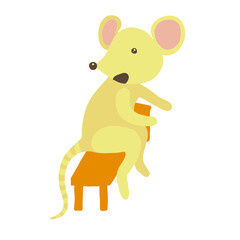 Mouse sitting on a bench