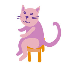 Cat sitting on stool