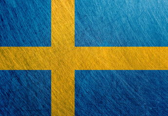 Sweden  flag, vintage, retro, scratched, Steel  background.