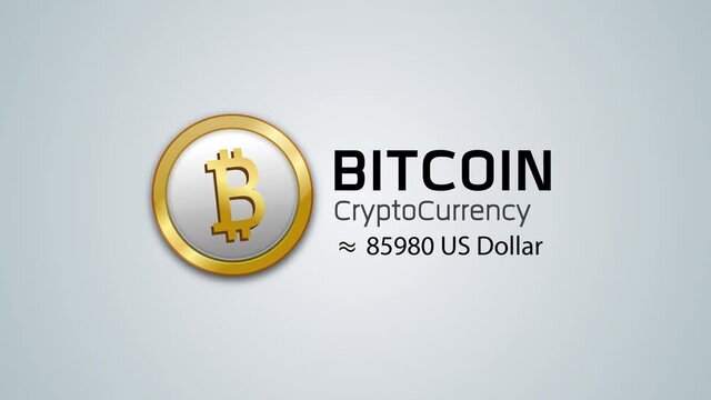4K, BitCoin CryptoCurrency animated title with Value 1 hundred thousand US Dollar on white background