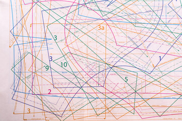 Beige background with blueprints