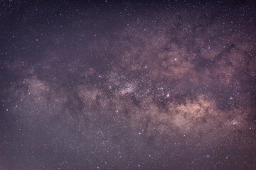 Close-up of Milky way galaxy, Long exposure photograph, with grain.