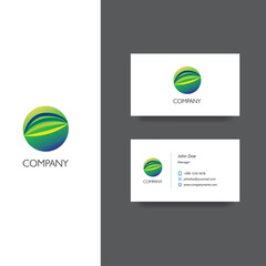 company logo with fiber illustration and business card template