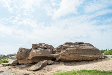 stone landscape, cloud and blue sky