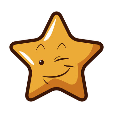 cute kawaii star face emoticon character vector illustration