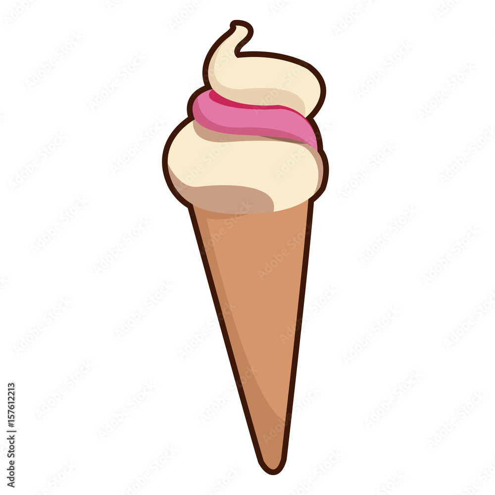 Sticker ice cream cone wafer sweet sweet food vector illustration