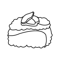 sushi roll food japanese traditional cook outline vector illustration
