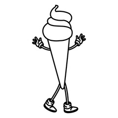 cartoon ice cream sweet sundae outline vector illustration