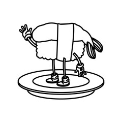 kawaii sushi oriental food japanese platter and chop sticks vector illustration