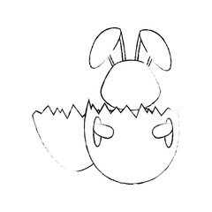Cute easter bunny cartoon icon vector illustration graphic design