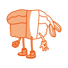 kawaii roll sushi oriental food traditional dinner vector illustration