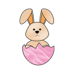 Cute easter bunny cartoon icon vector illustration graphic