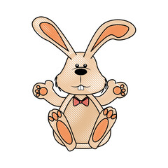 Obraz premium Cute easter bunny cartoon icon vector illustration graphic