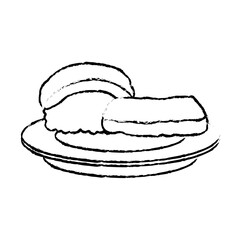 sushi japanese food on a plate roll rice seafood restaurant delicious vector illustration