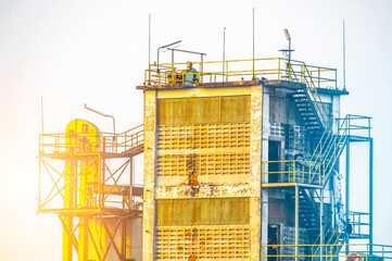 Industrial view at oil refinery plant form industry zone