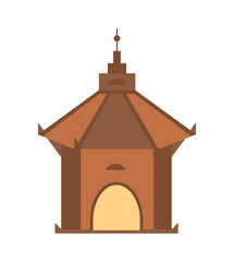 Antique architecture isolated icon. Ancient tower, medieval building, old temple, asian pagoda vector illustration.