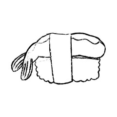 kawaii roll sushi oriental food traditional dinner vector illustration