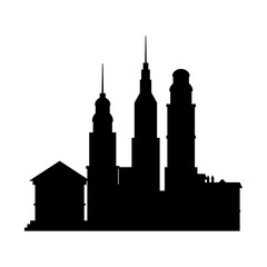 city buildings silhouette downtown exterior image vector illustration