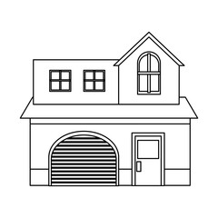 house home construction garage residential outline vector illustration