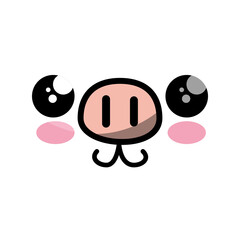 Cute kawaii cartoon face icon vector illustration graphic design
