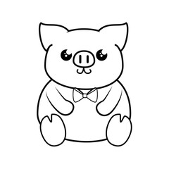 Pig kawaii cartoon icon vector illustration graphic design icon vector illustration graphic design