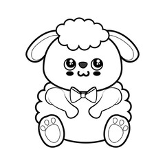 Sheep kawaii cartoon icon vector illustration graphic design