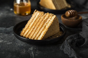 slice of homemade honey cake