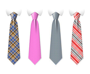 Neck ties vector templates with plaid texture design