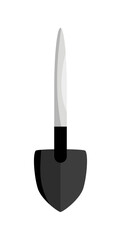 Shovel isolated icon in flat design. Gardening instrument, agriculture hand tool vector illustration.
