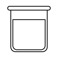 sketch silhouette image glass bottle for laboratory with liquid solution vector illustration