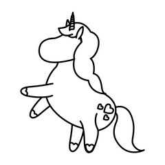 cute unicorn animal fantasy horse horn lovely vector illustration