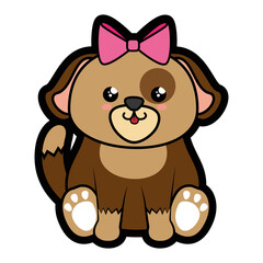 Dog kawaii cartoon icon vector illustration graphic design