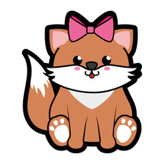 Fox kawaii cartoon icon vector illustration graphic design