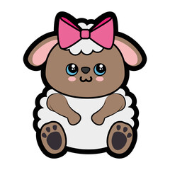 Sheep kawaii cartoon icon vector illustration graphic design