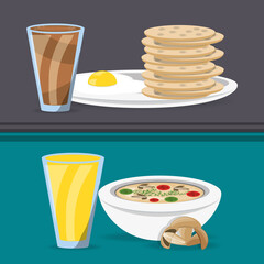 delicious breakfast and lunch menu restaurant vector illustration