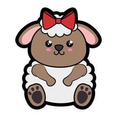 Fototapeta premium Sheep kawaii cartoon icon vector illustration graphic design