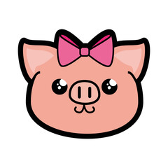 Pig kawaii cartoon icon vector illustration graphic design