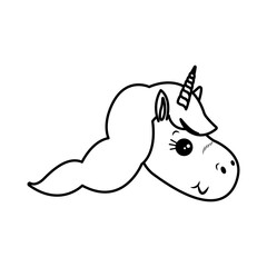 cute unicorn animal fantasy horse horn lovely vector illustration