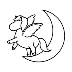 beautiful horse pony wings foal toy vector illustration