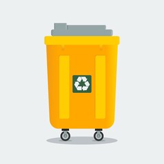 Isolated Trash Bin Vector Illustration with Recycling Symbol for Cleanliness Lifestyle and Environmental Related  Design