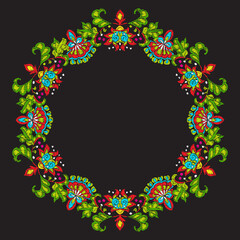 Embroidery with vintage decorative elements 