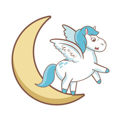 beautiful horse pony wings foal toy vector illustration