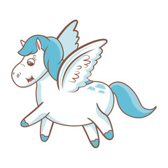 beautiful horse pony wings foal toy vector illustration