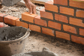 Workers are brick Building wall